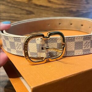 Louis Vuitton Damier Azur Belt with Gold Buckle
